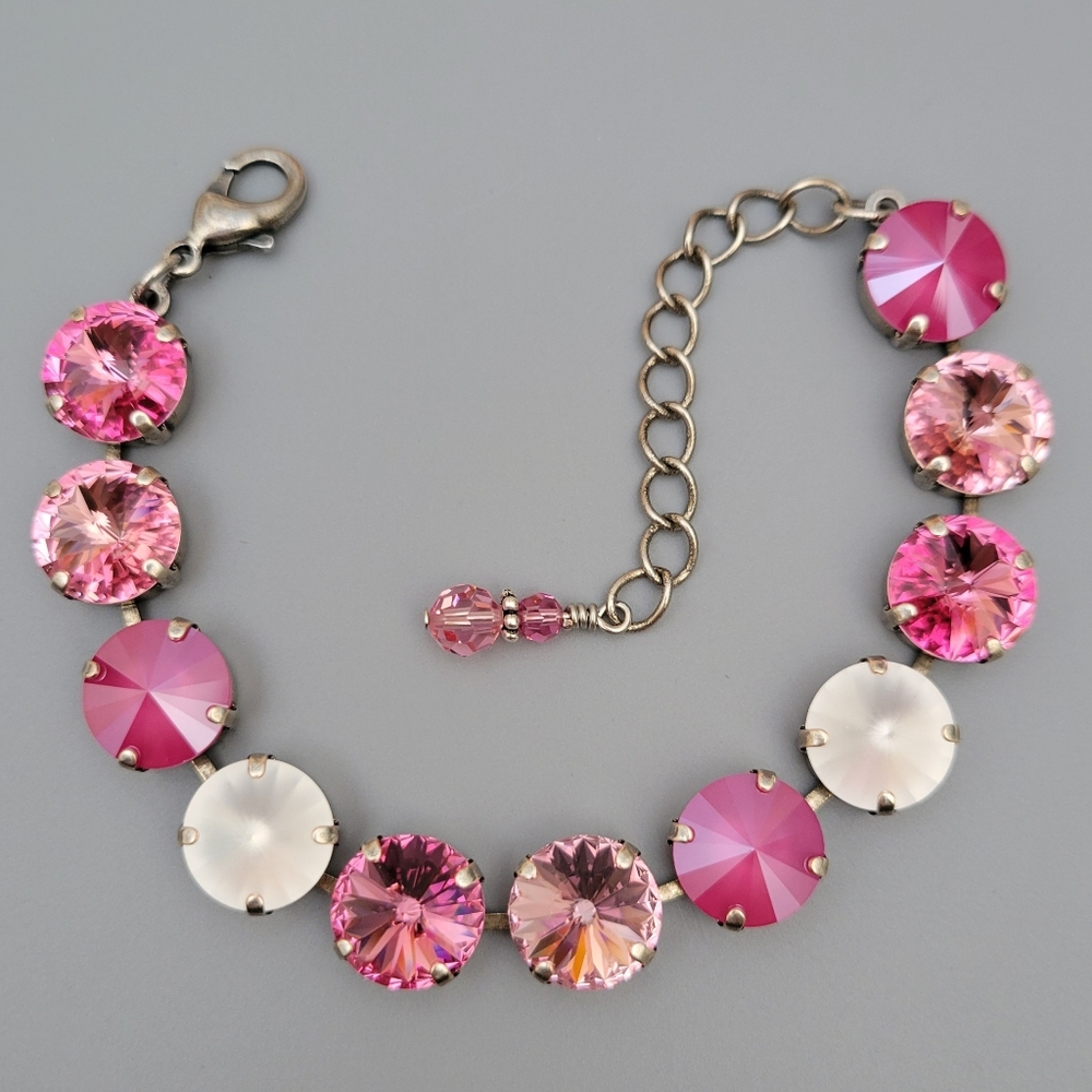 Austrian Crystal Bracelet in Antique Silver